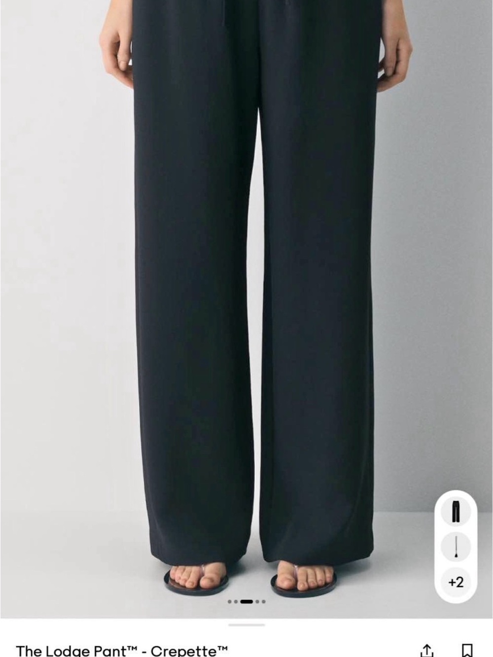 Aritzia Lodge Black Wide-Leg Crepette Drawstring Pant Black Size M